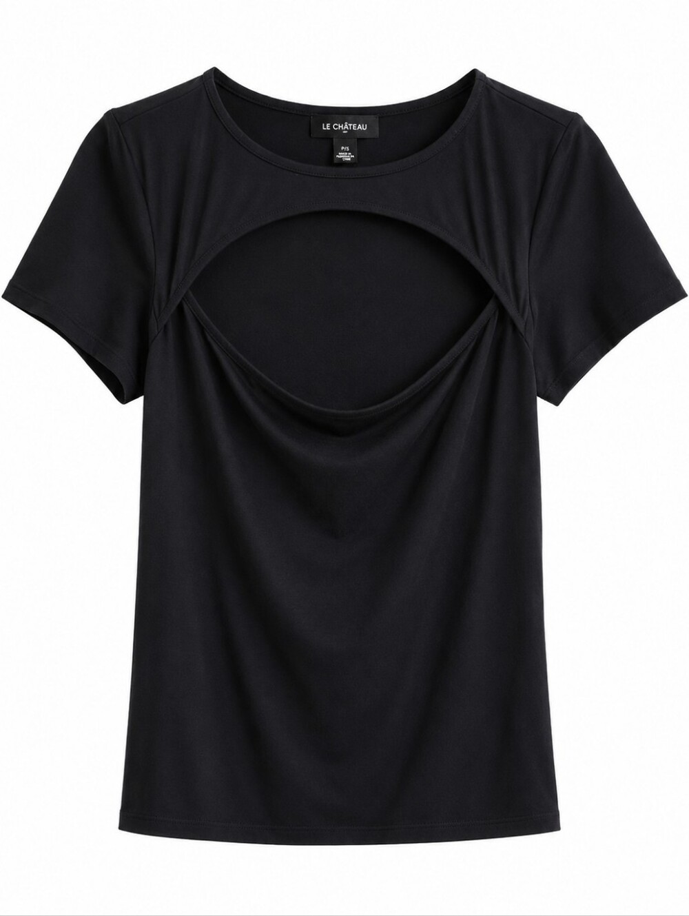 le chateau Black Short Sleeve Front Cutout Tee Sz XXL